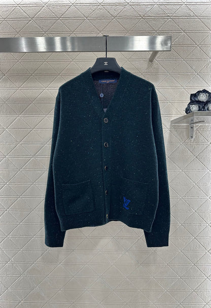 25fw new color dot letter pocket knitted cardigan