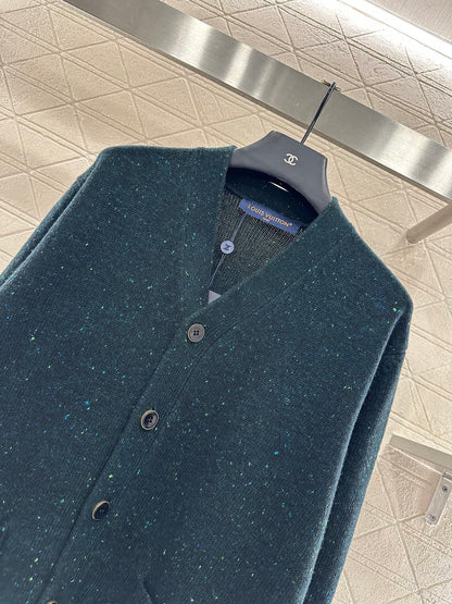 25fw new color dot letter pocket knitted cardigan