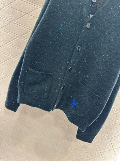 25fw new color dot letter pocket knitted cardigan