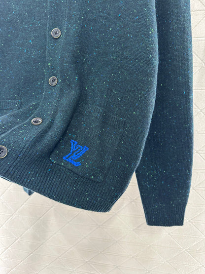 25fw new color dot letter pocket knitted cardigan