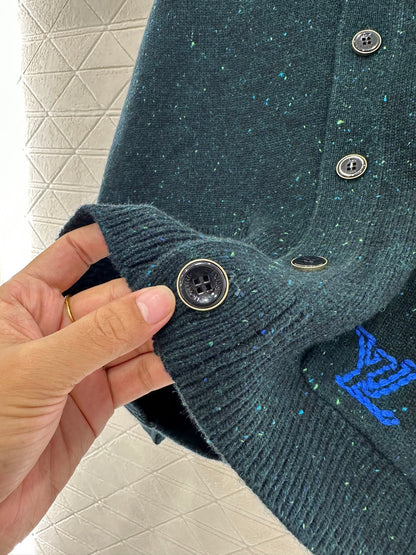 25fw new color dot letter pocket knitted cardigan