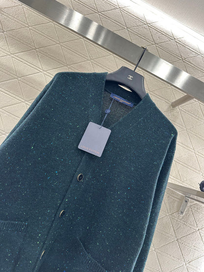 25fw new color dot letter pocket knitted cardigan