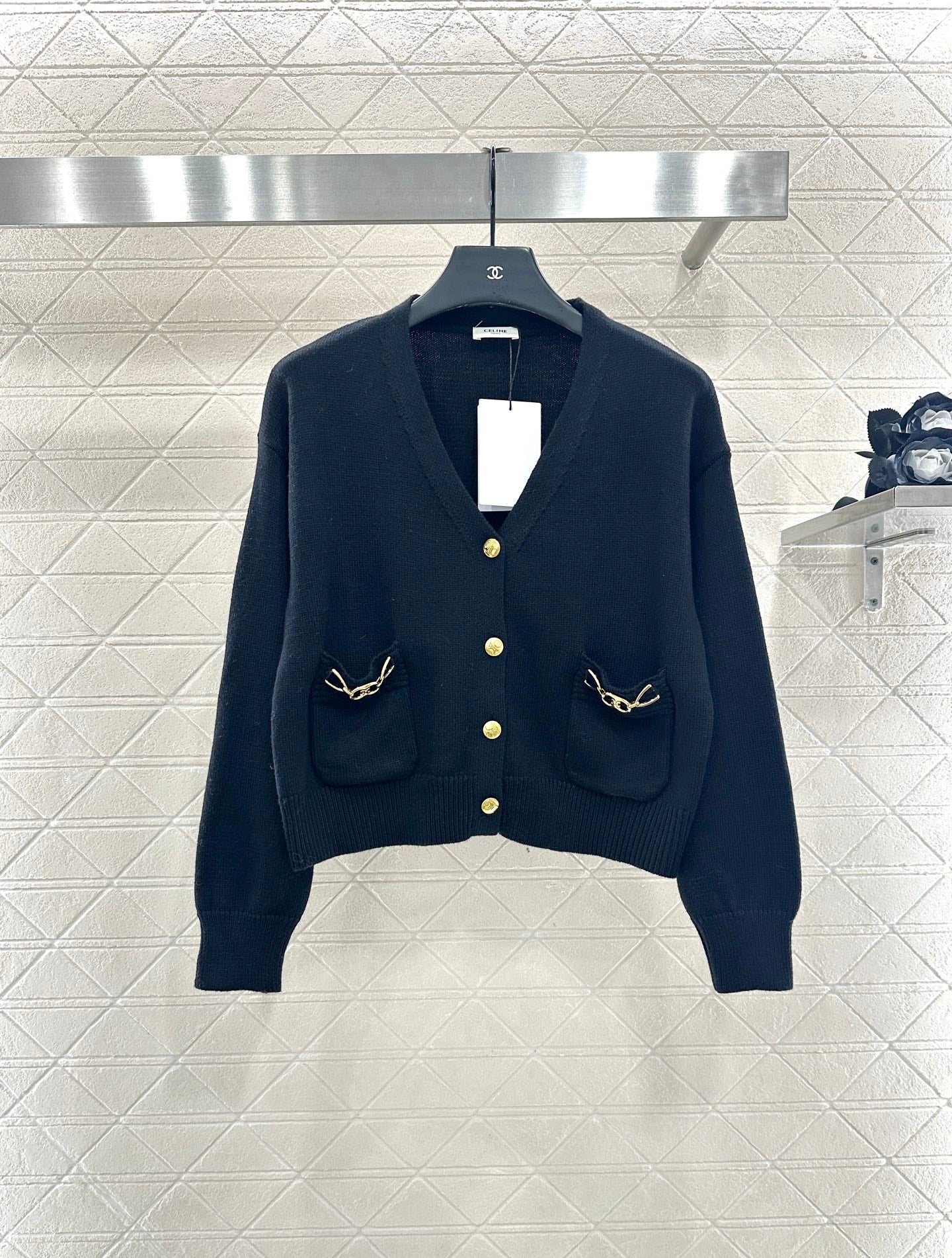 25fw new chain pocket knitted cardigan