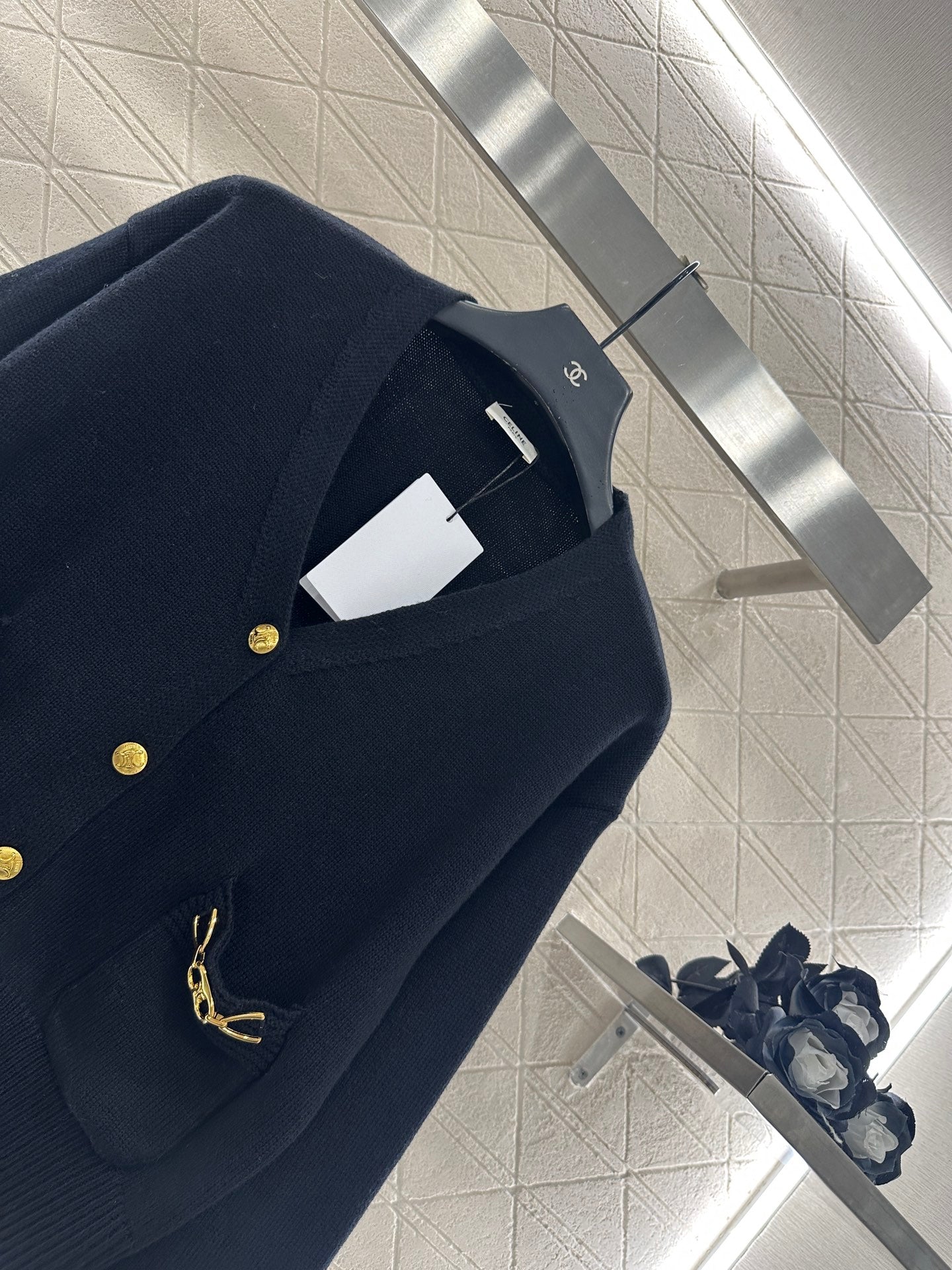 25fw new chain pocket knitted cardigan