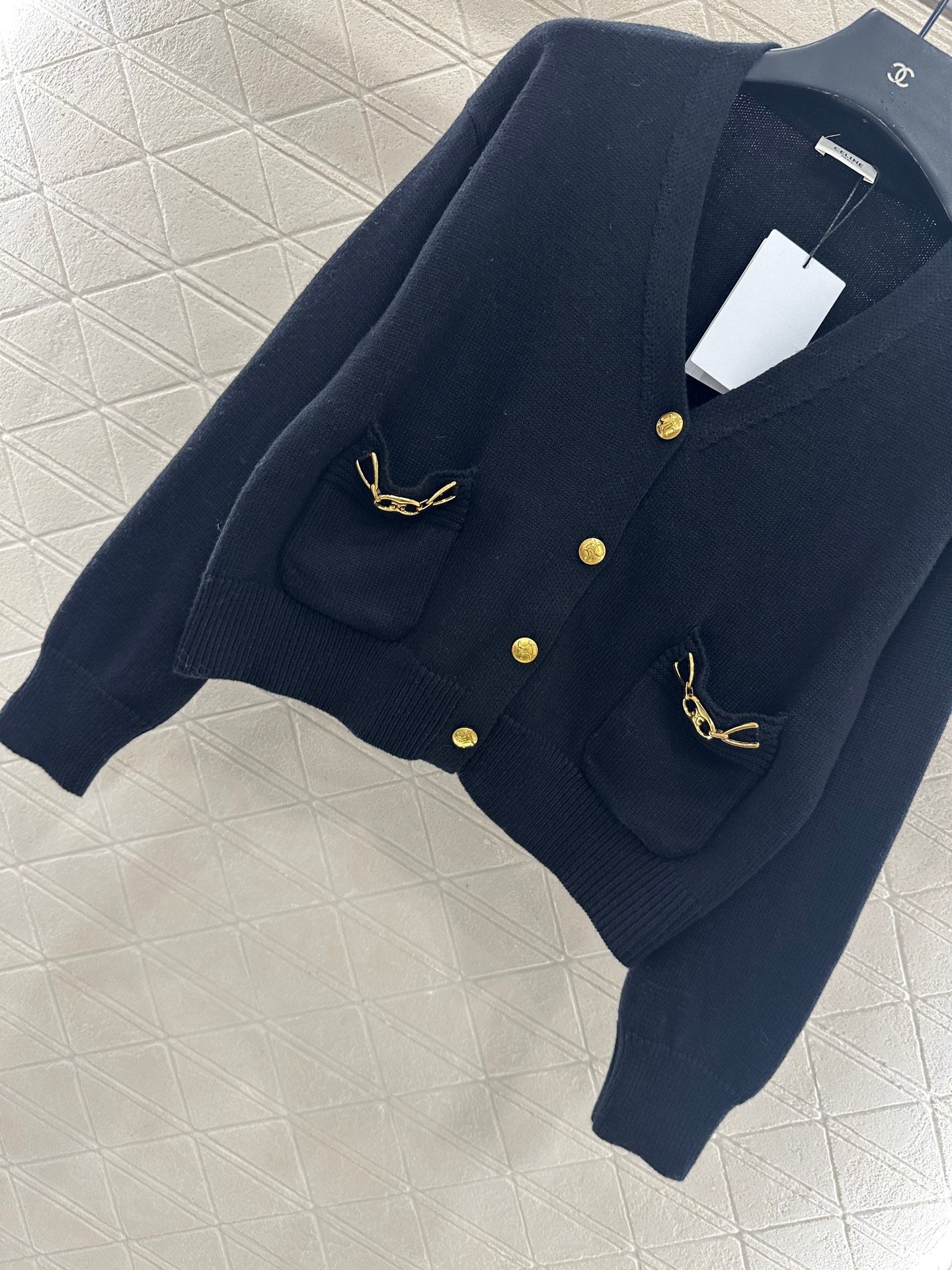 25fw new chain pocket knitted cardigan