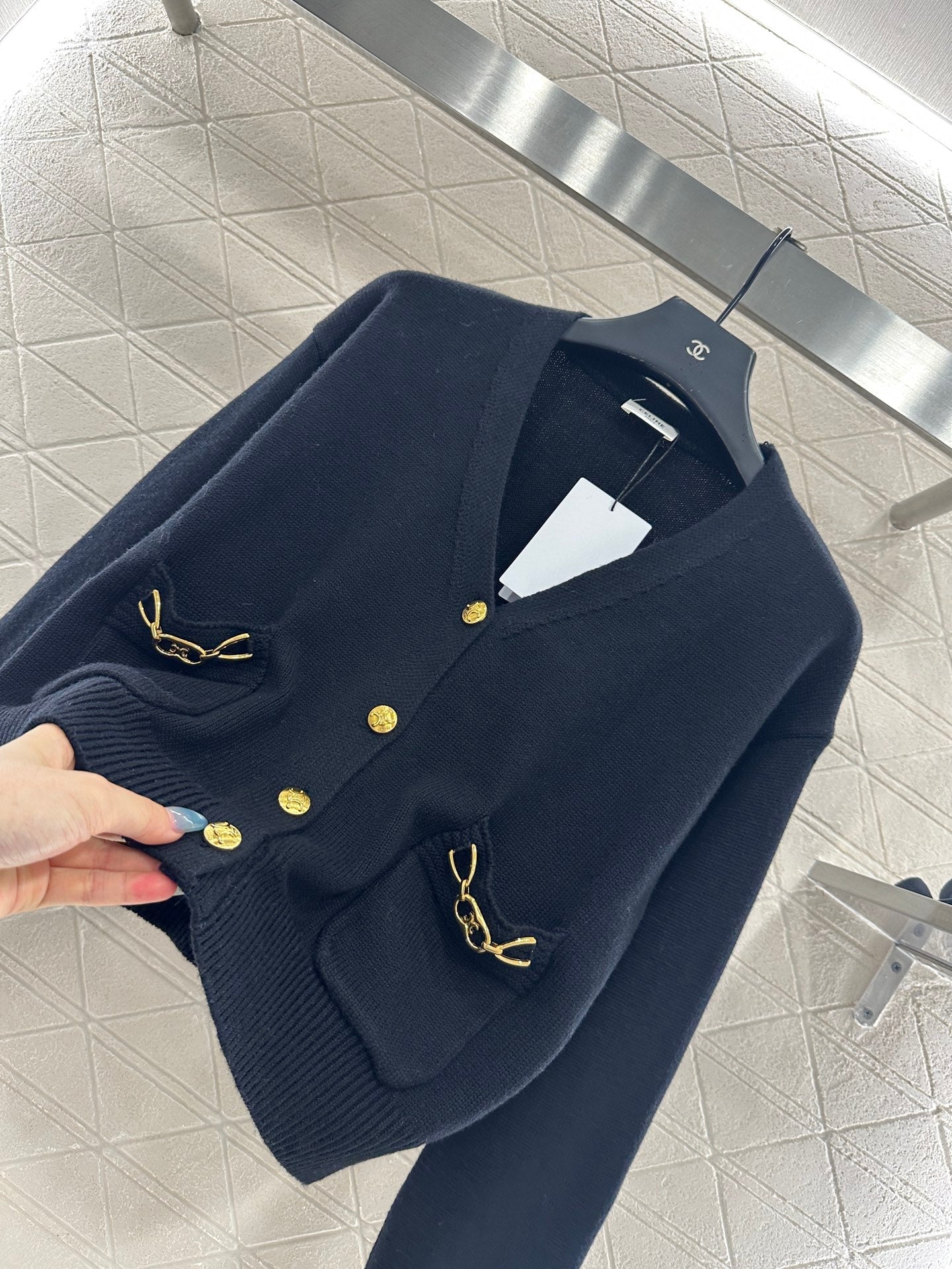 25fw new chain pocket knitted cardigan