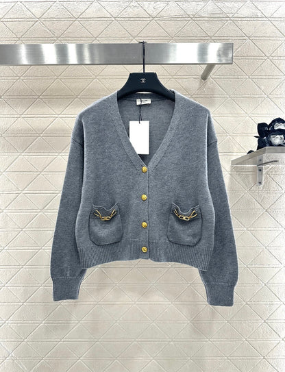 25fw new chain pocket knitted cardigan