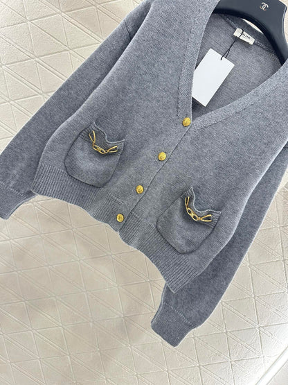 25fw new chain pocket knitted cardigan