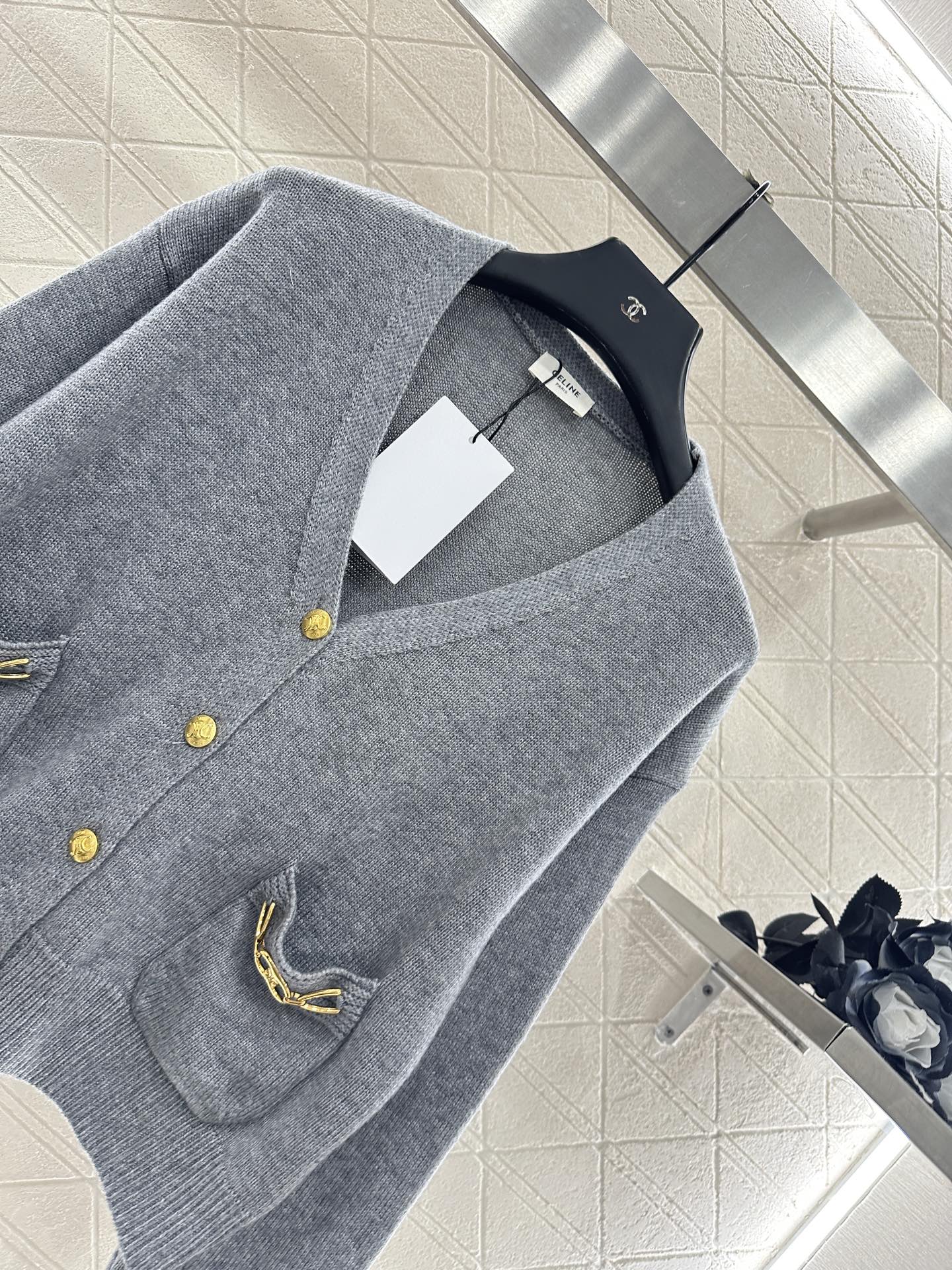 25fw new chain pocket knitted cardigan