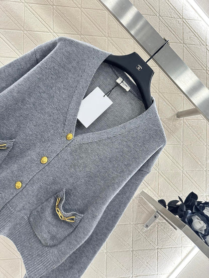 25fw new chain pocket knitted cardigan