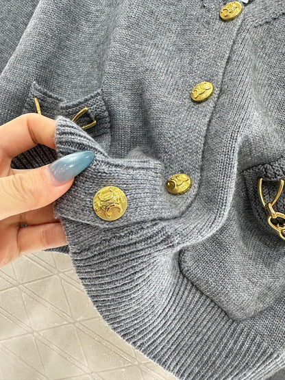 25fw new chain pocket knitted cardigan