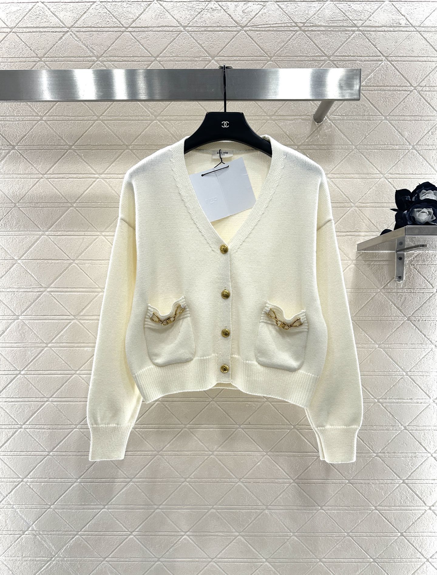 25fw new chain pocket knitted cardigan