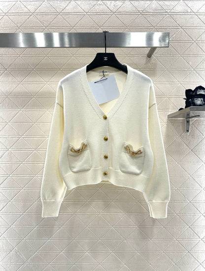 25fw new chain pocket knitted cardigan
