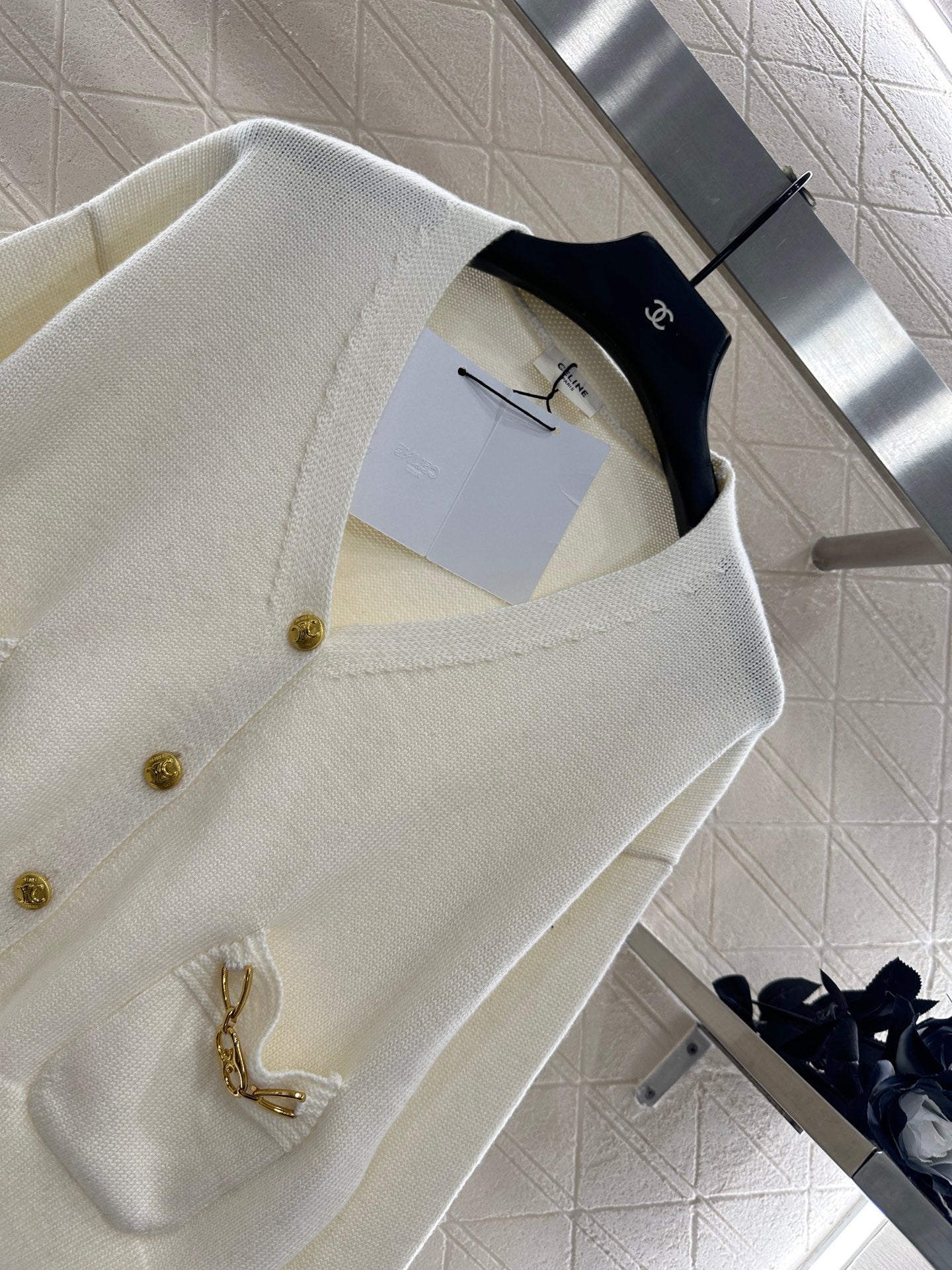 25fw new chain pocket knitted cardigan