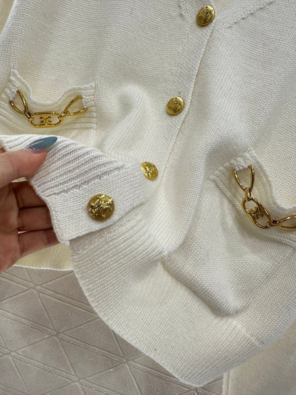 25fw new chain pocket knitted cardigan