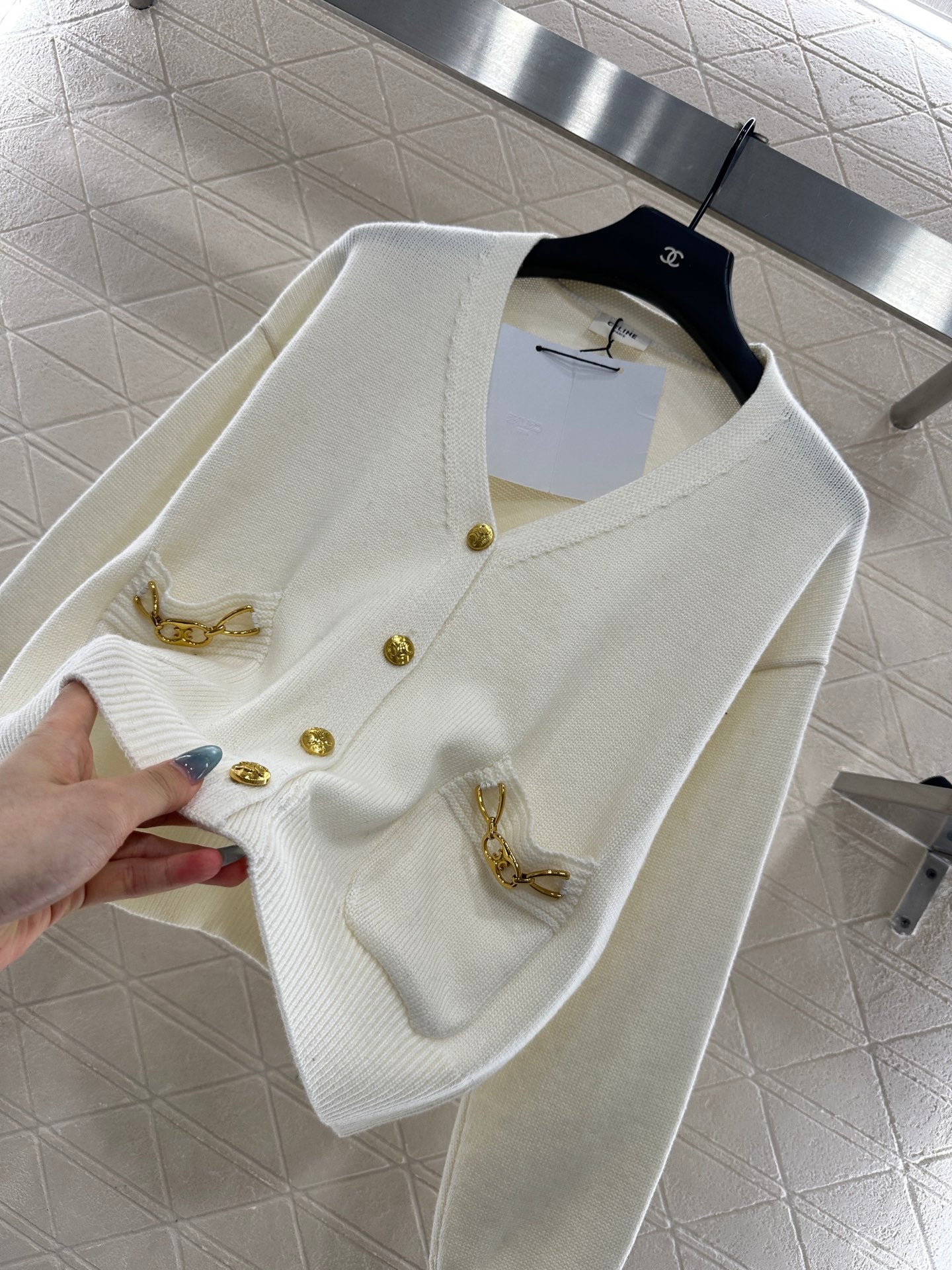 25fw new chain pocket knitted cardigan