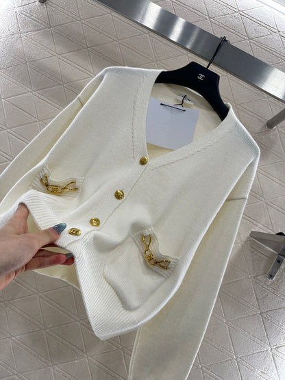 25fw new chain pocket knitted cardigan