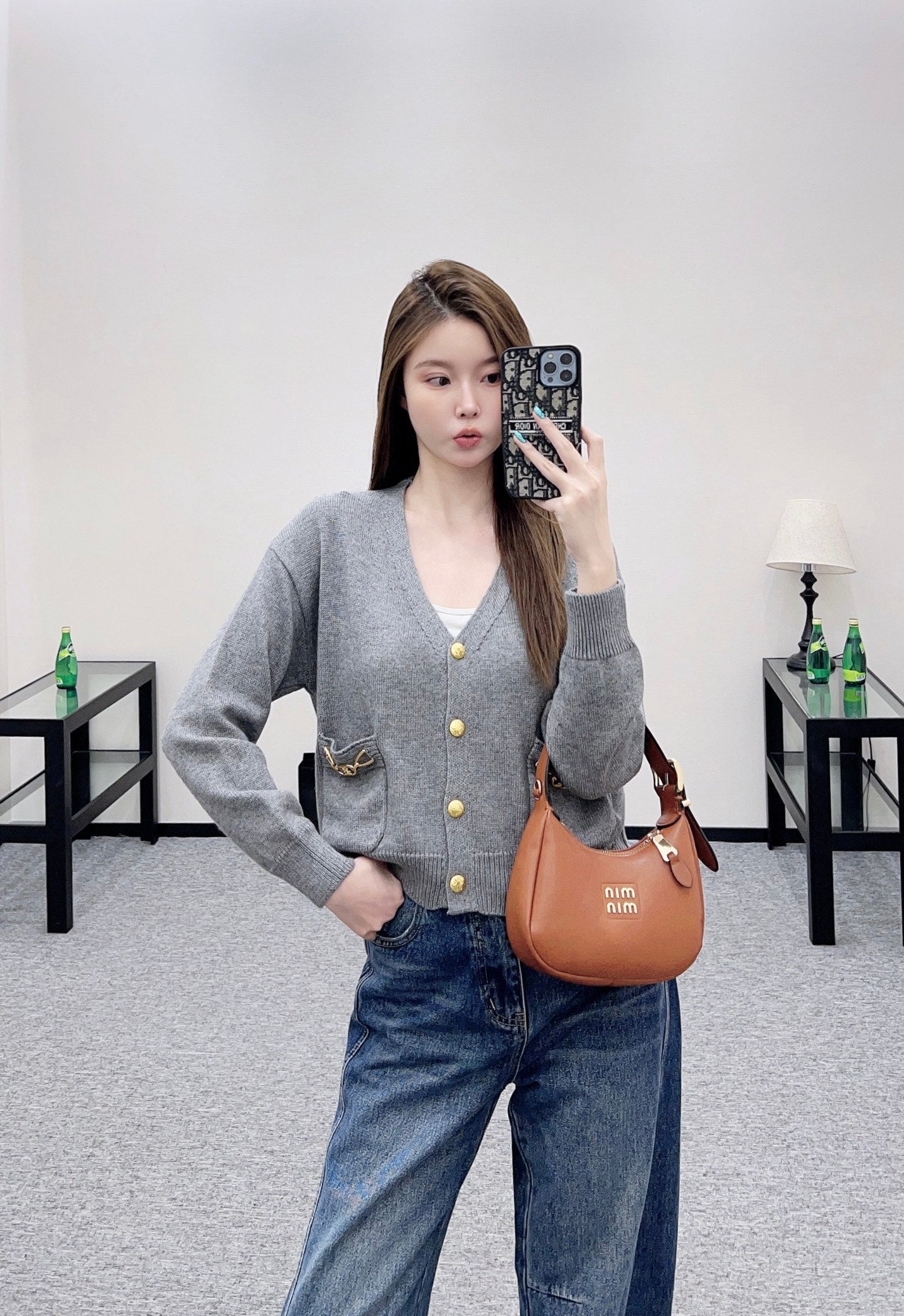 25fw new chain pocket knitted cardigan