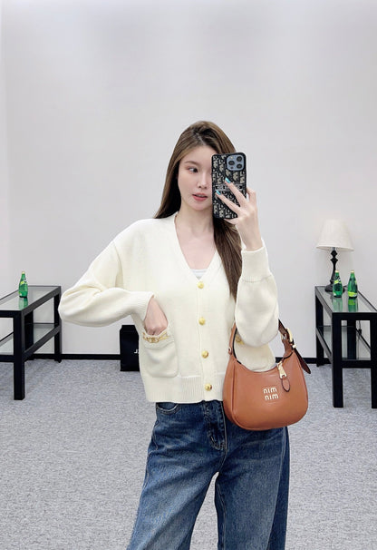 25fw new chain pocket knitted cardigan