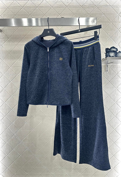 25fw new patchwork hooded jacket and trousers suit