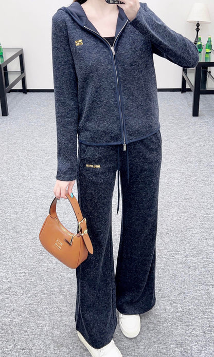 25fw new patchwork hooded jacket and trousers suit