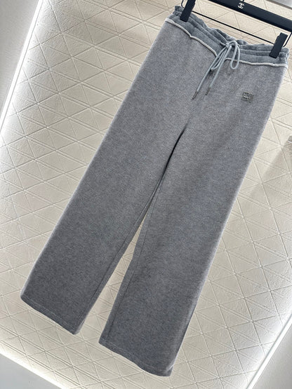 25fw new spliced drawstring wide-leg trousers