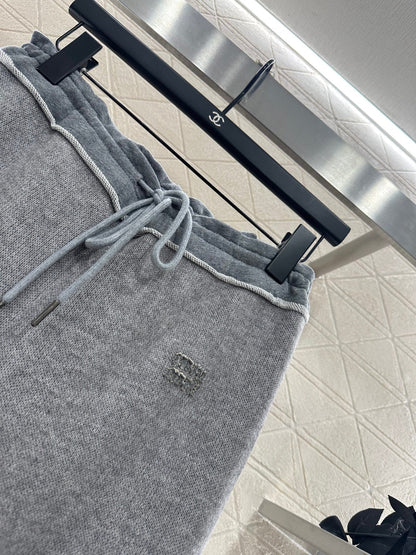 25fw new spliced drawstring wide-leg trousers