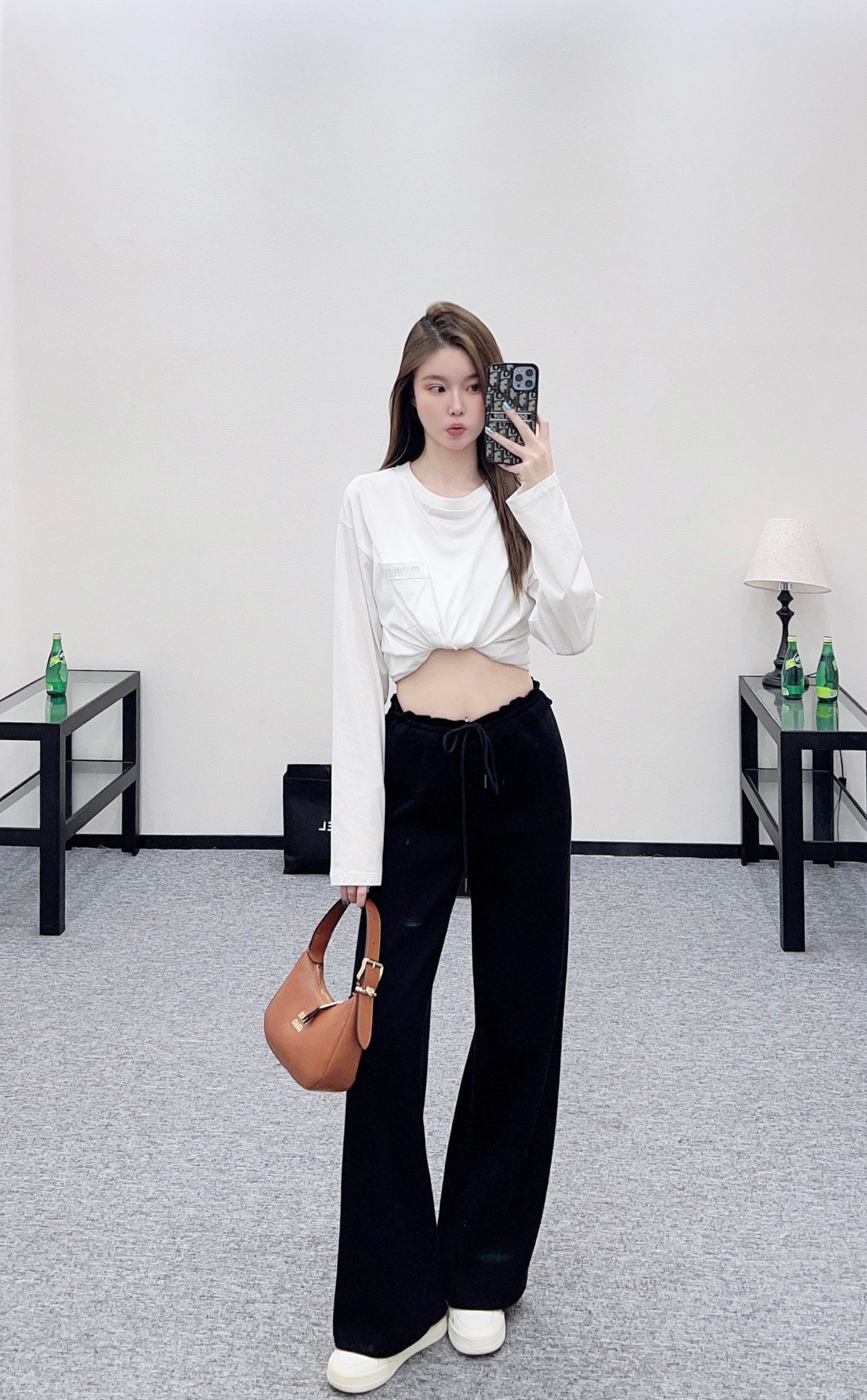 25fw new spliced drawstring wide-leg trousers