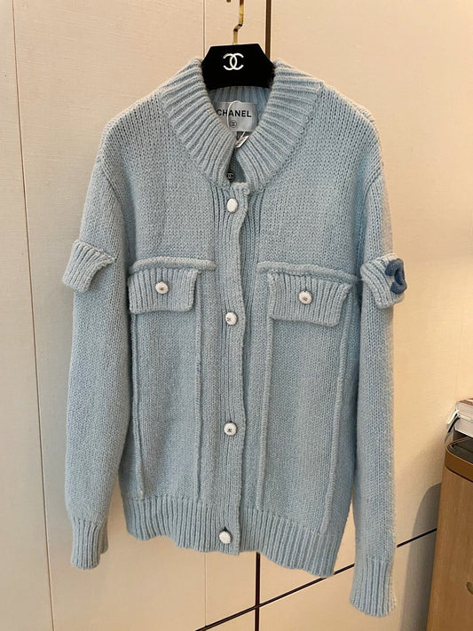 25fw new haze blue cashmere cardigan