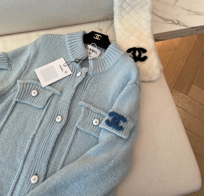 25fw new haze blue cashmere cardigan