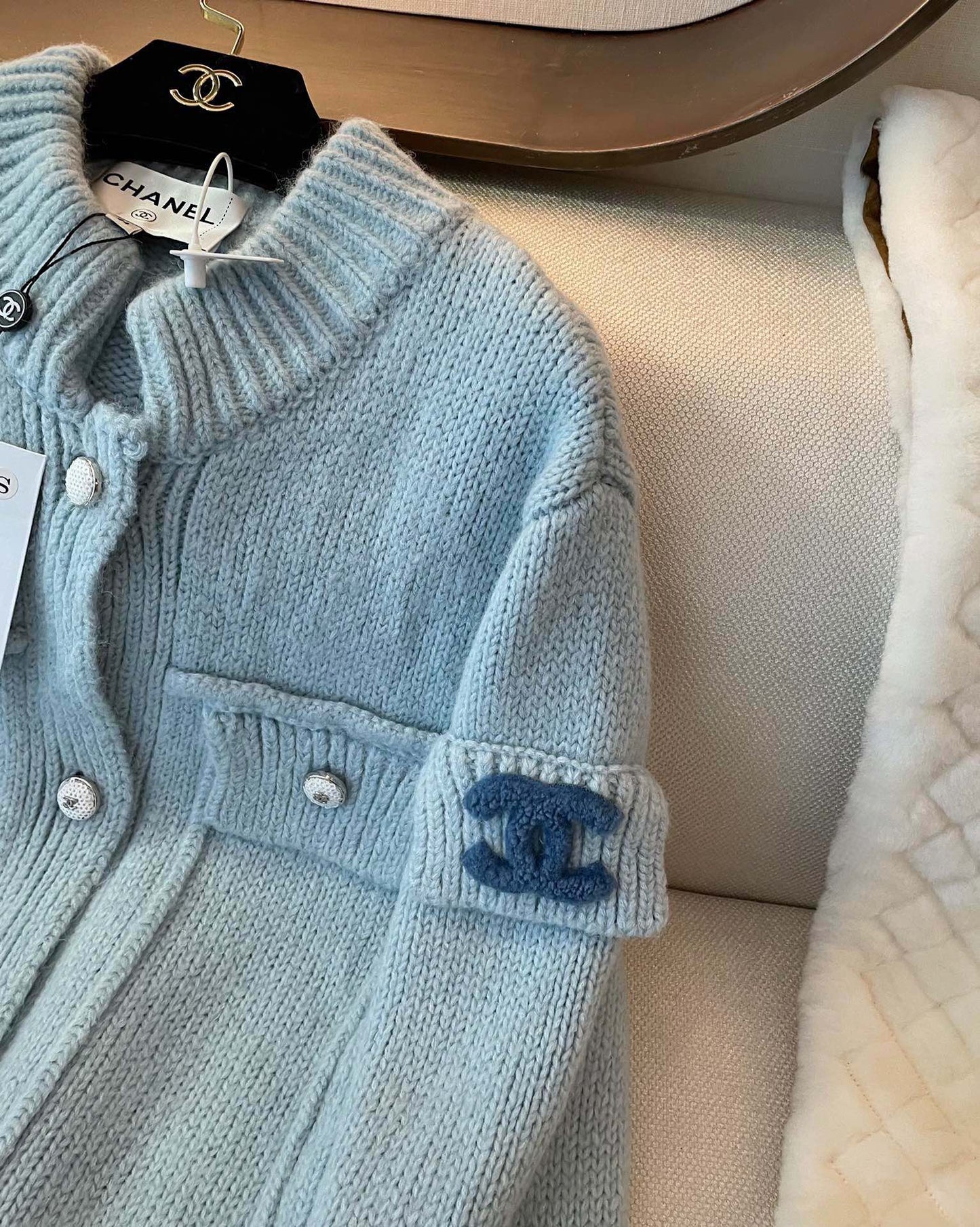 25fw new haze blue cashmere cardigan