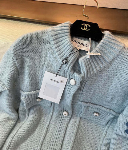 25fw new haze blue cashmere cardigan