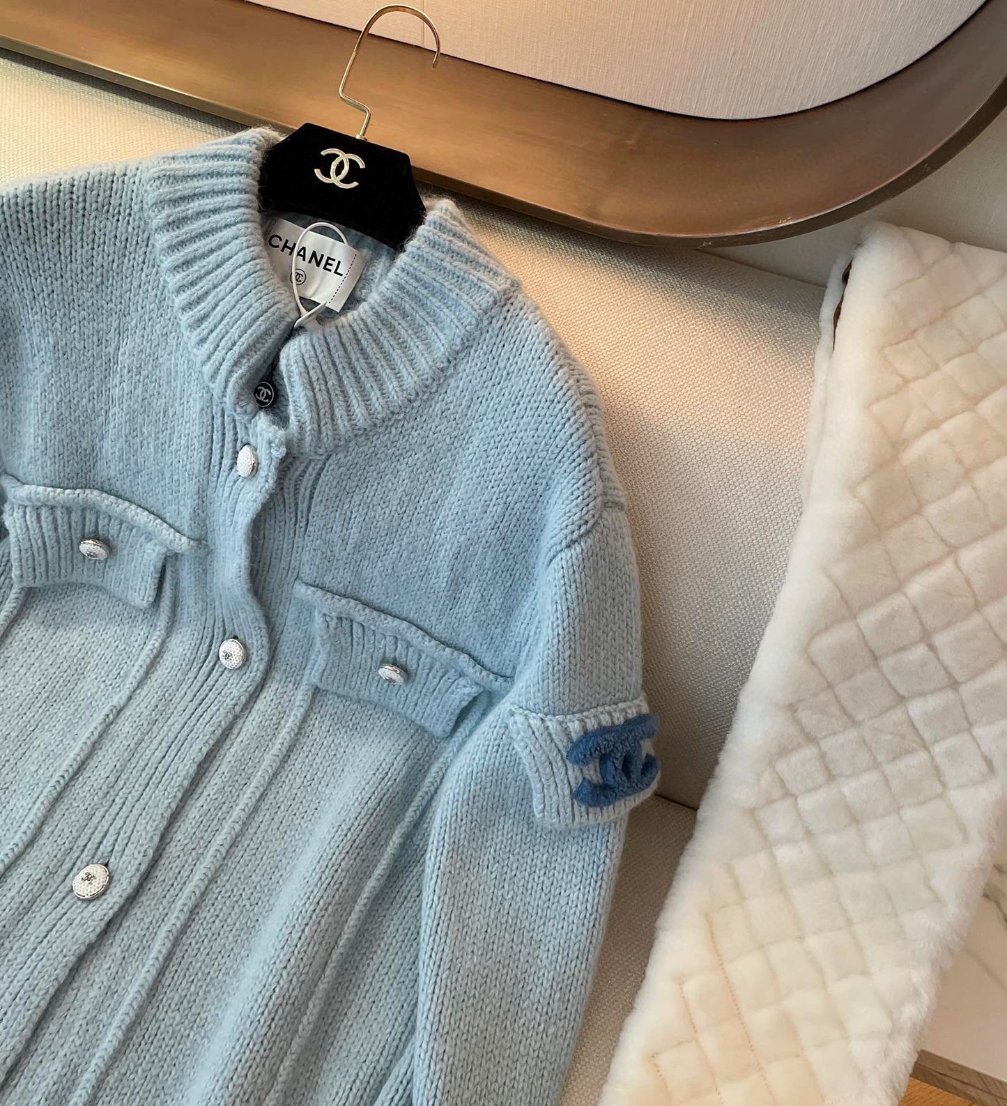 25fw new haze blue cashmere cardigan