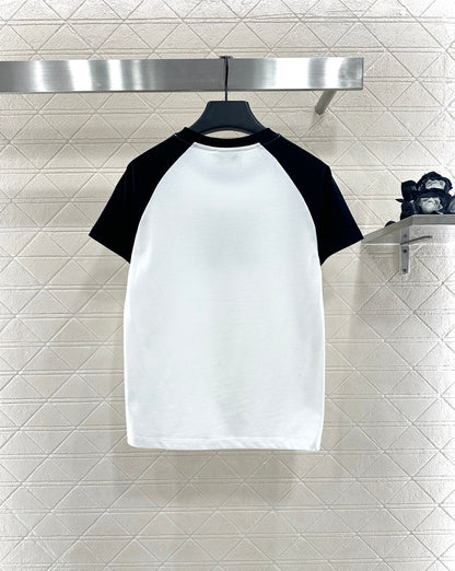 25fw new round neck raglan bow letter T-shirt