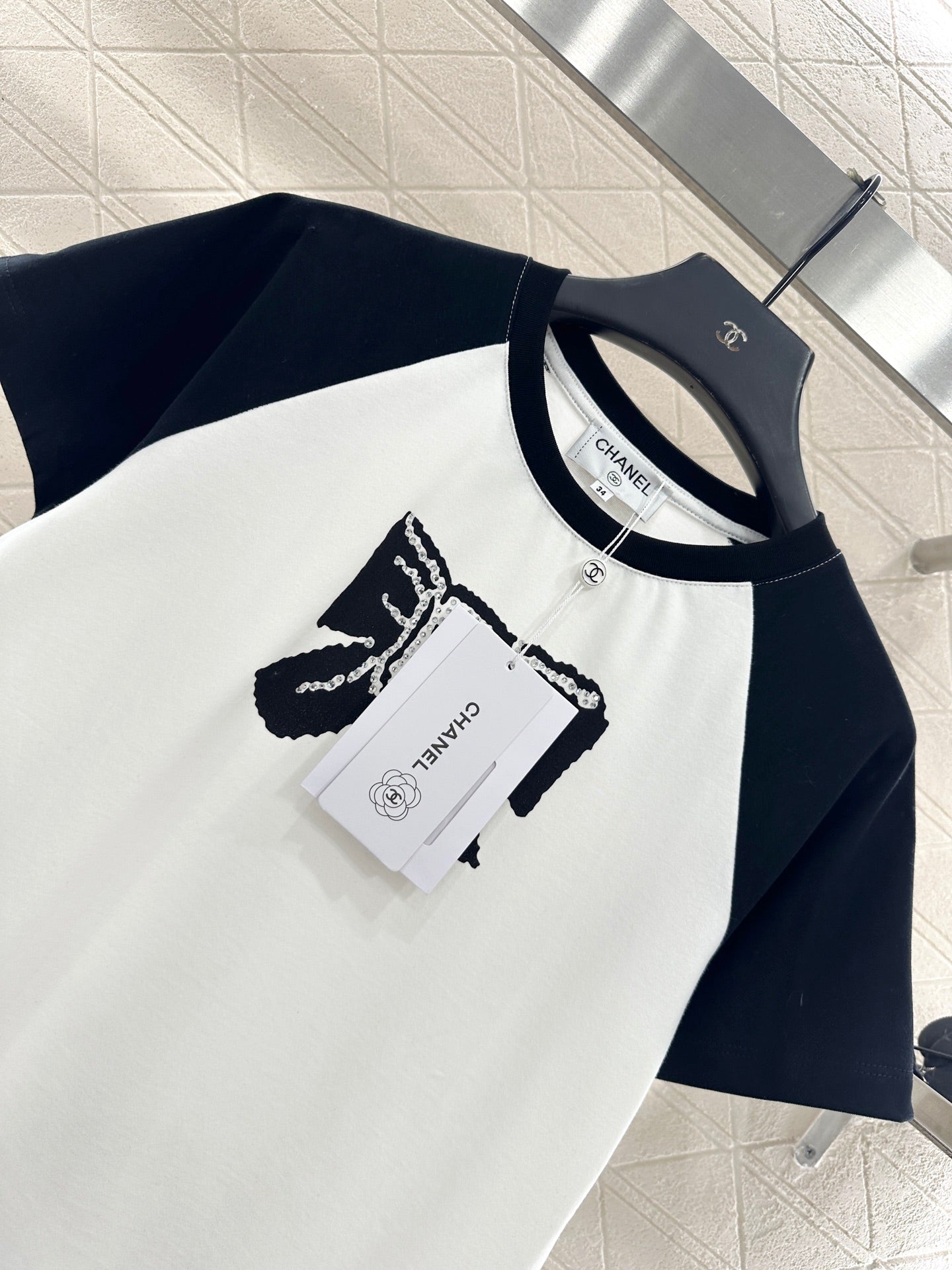 25fw new round neck raglan bow letter T-shirt