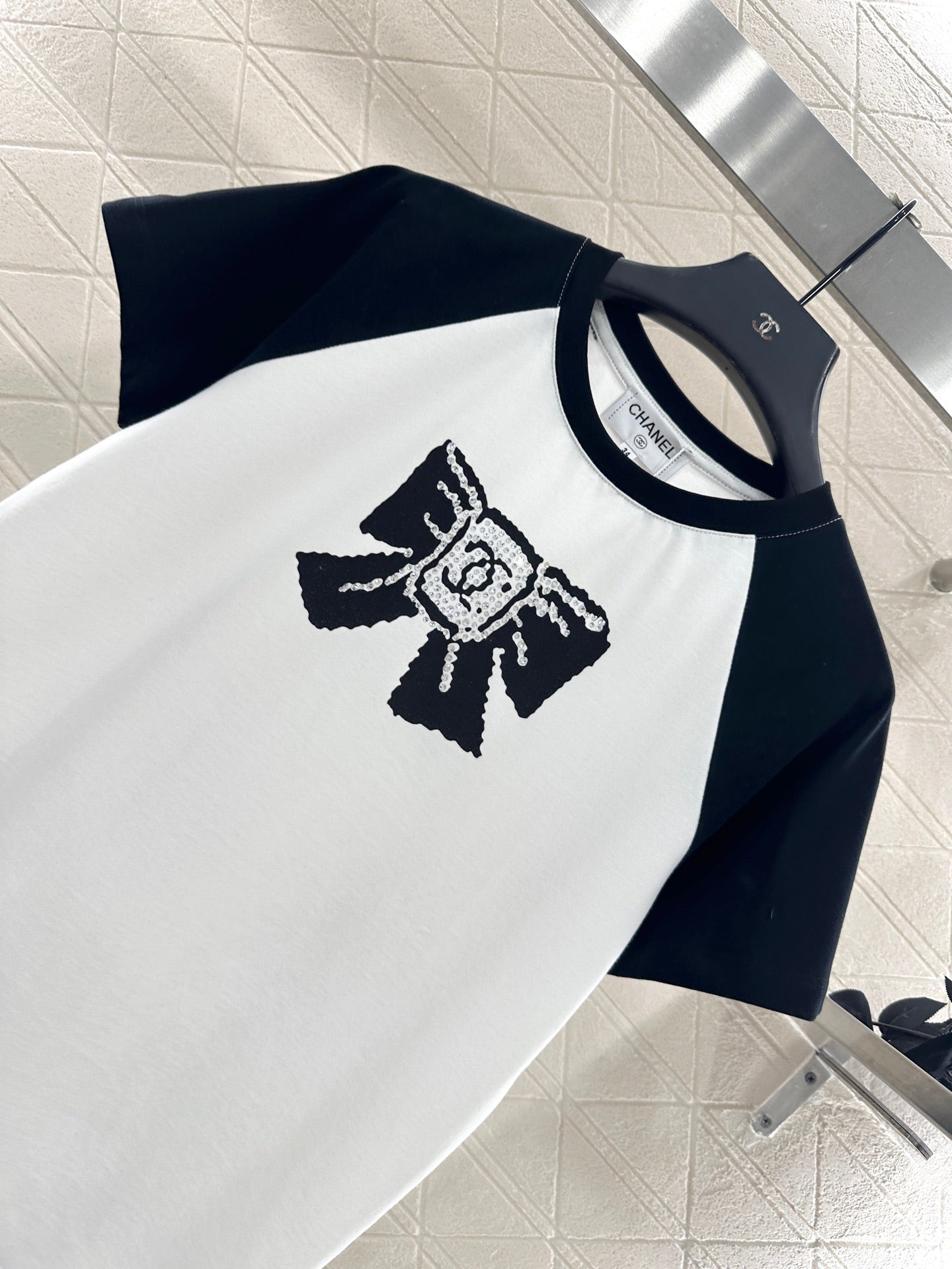 25fw new round neck raglan bow letter T-shirt