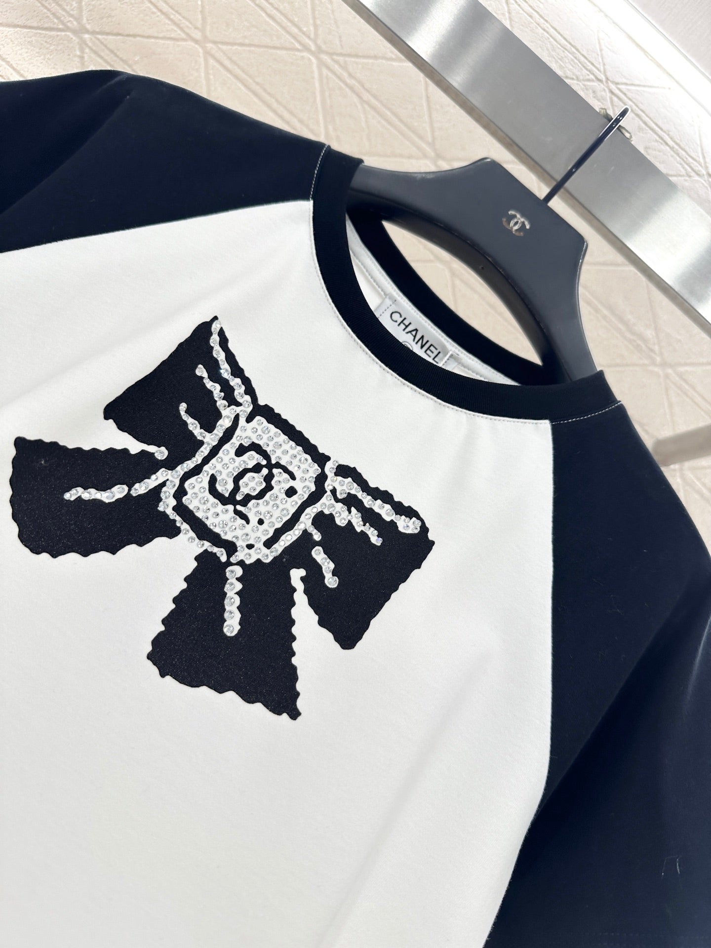 25fw new round neck raglan bow letter T-shirt