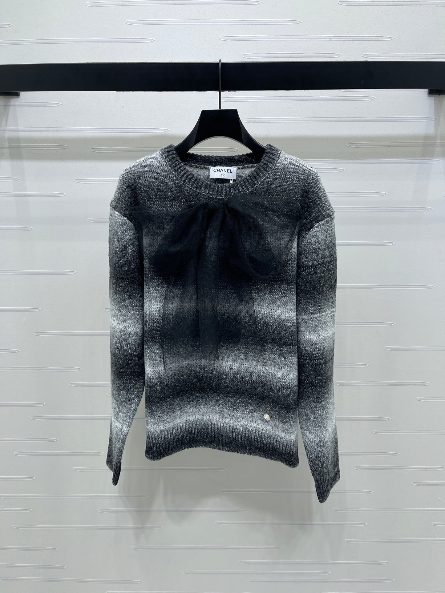 25fw new bow striped wool sweater