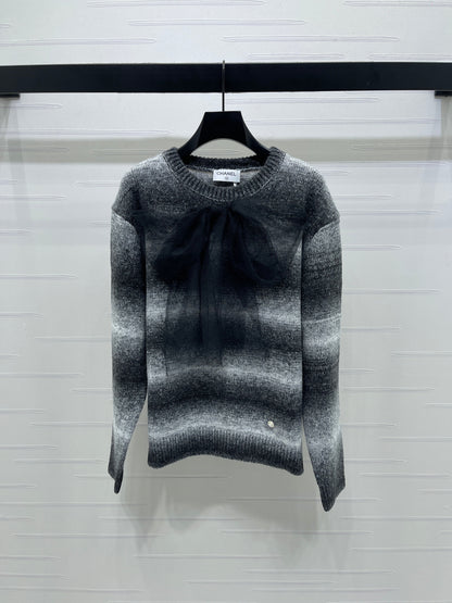 25fw new bow striped wool sweater