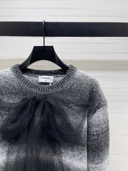 25fw new bow striped wool sweater