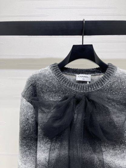 25fw new bow striped wool sweater