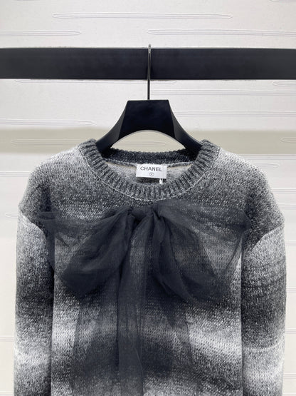 25fw new bow striped wool sweater