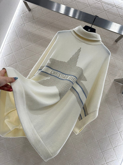 25fw new lapel high collar wool knitted cape