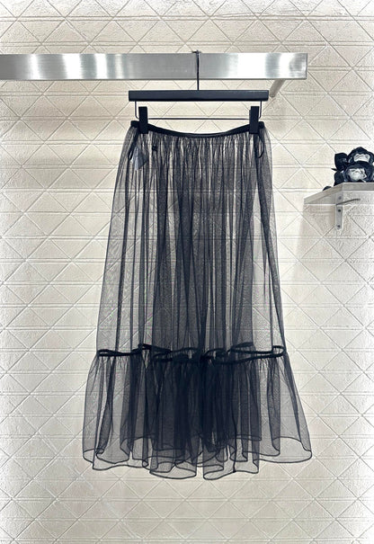 25fw new high waist transparent cake tulle skirt