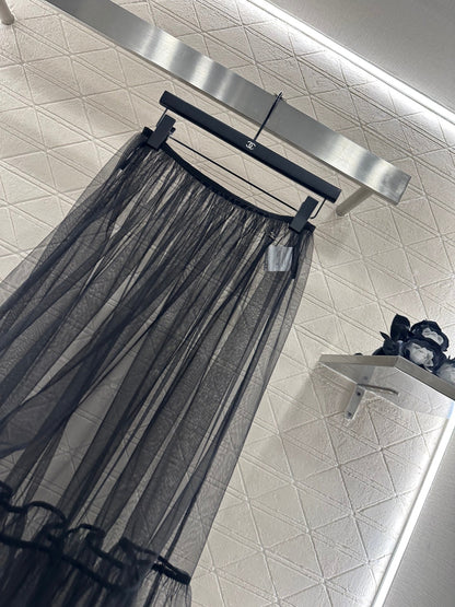 25fw new high waist transparent cake tulle skirt