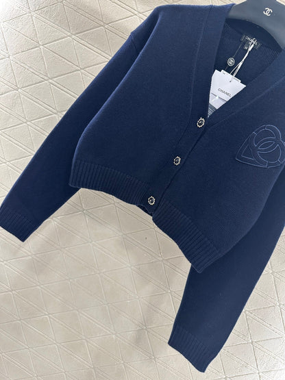 25fw new double C heart letter wool knitted cardigan