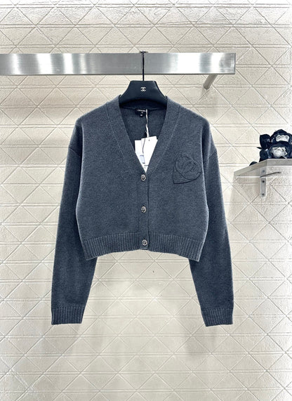 25fw new double C heart letter wool knitted cardigan