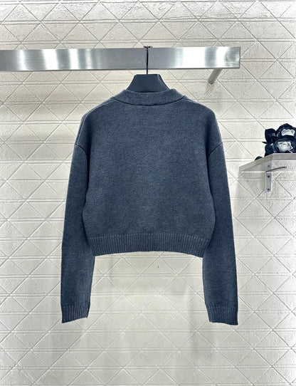 25fw new double C heart letter wool knitted cardigan