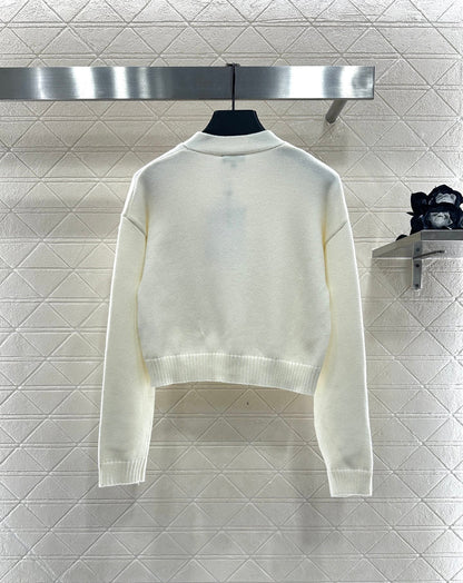 25fw new double C heart letter wool knitted cardigan