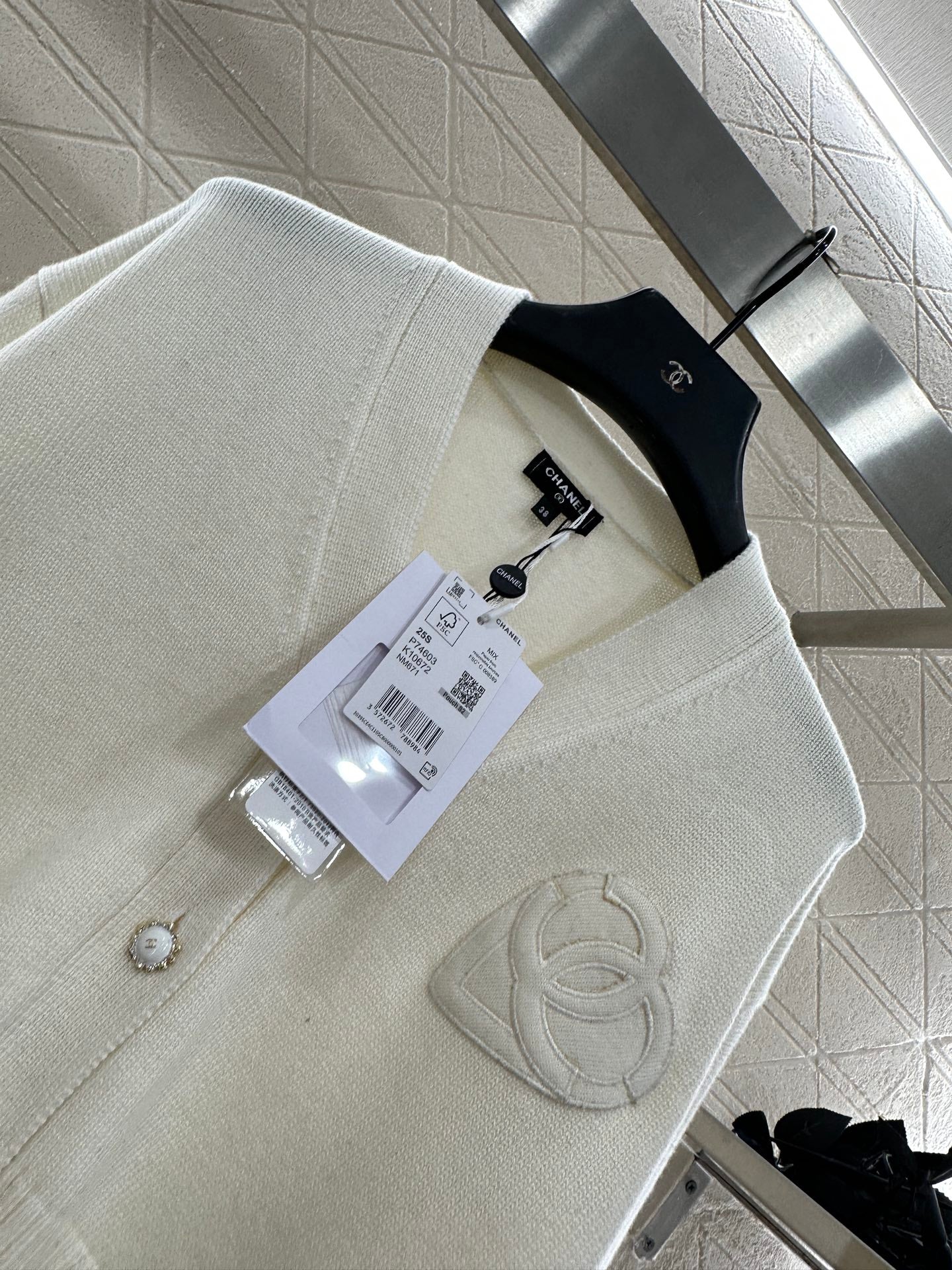 25fw new double C heart letter wool knitted cardigan